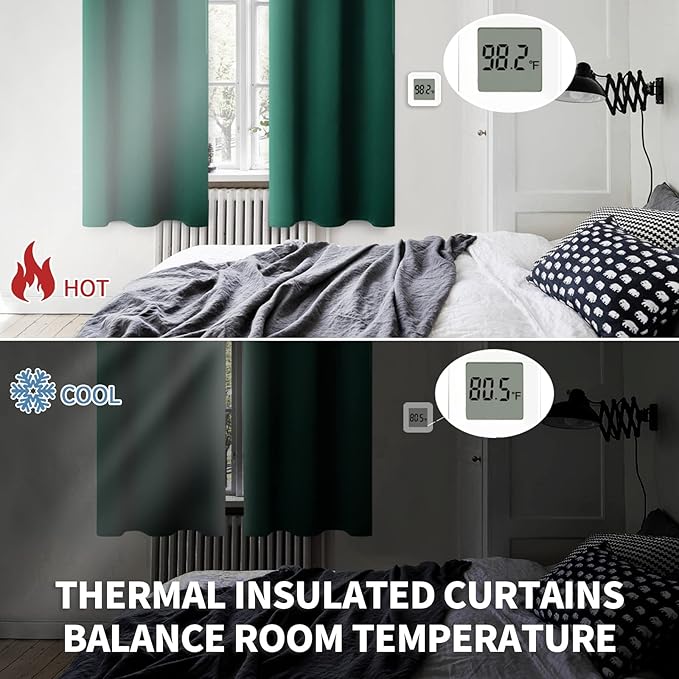 BGment Emerald Green Blackout Curtains 84 Inches Length for Living Room - Thermal Insulated Room Darkening Window Drapes with Rod Pocket Christmas Decor for Bedroom, 52 x 84 Inch, 2 Panels