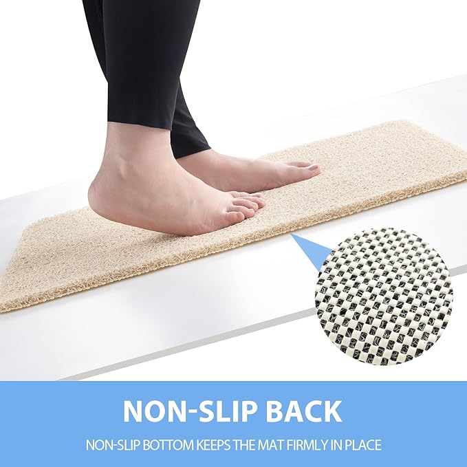 Non Slip Shower Mat, Anti Slip Bath Mat, Quick Drying Bath Tub Mats, Foot Scrubber Mat, Anti Slip Mat for Tub, Floor, Bathroom, Home, Kitchen, Hotel (Beige 24”x24”)