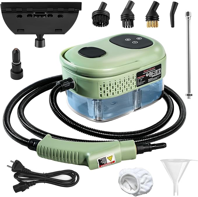 Steam Cleaner, 15s Heat-Up, 6-Level Adjustable Handle, High Pressure Steamer for Cleaning with 11 pcs Accessories, Handheld Cleaning Steamer for Home, Floors, Car, Upholstery, Grout, Bathroom, Kitchen