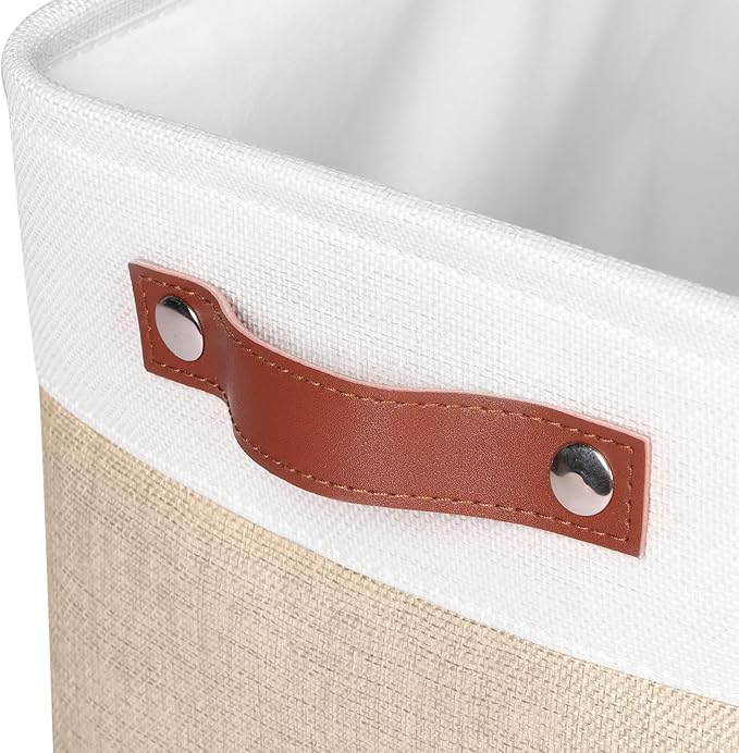 Univivi 15 inch Storage Baskets for Shelves with Handles Hard Bottom Closet Organizer Fabric Bins Large Organizer Basket for Closet Organizing (Khaki- 4 Pack )