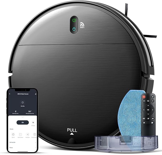 Robot Vacuum and Mop Combo, 2 in 1 Robotic Vacuum Cleaner with Schedule, App/Alexa/Voice Control, Slim 2.87", Self-Charging, 2300 Pa Suction & Long Runtime, Ideal for Hard Floor, Pet Hair, Carpet