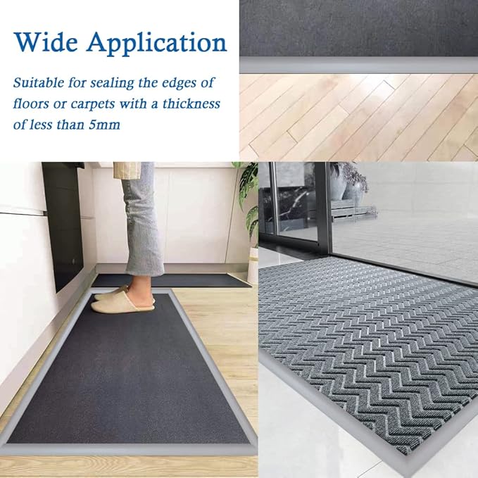 Floor Transition Strip Self Adhesive Carpet & Flooring Transitions Edging Trim Strip PVC Threshold Transitions Suitable for Threshold Height Less Than 10mm (6.56Ft, Gray)