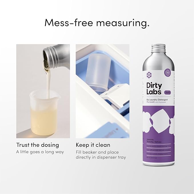 Dirty Labs | Murasaki Scent | Bio-Liquid Laundry Detergent | 80 Loads (21.6 fl oz) | Hyper-Concentrated | High Efficiency & Standard Machine Washing | Nontoxic, Biodegradable | Stain & Odor Removal