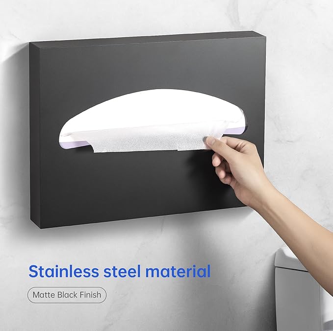 Toilet Seat Cover Dispenser Wall Mounted Stainless Steel Matte Black