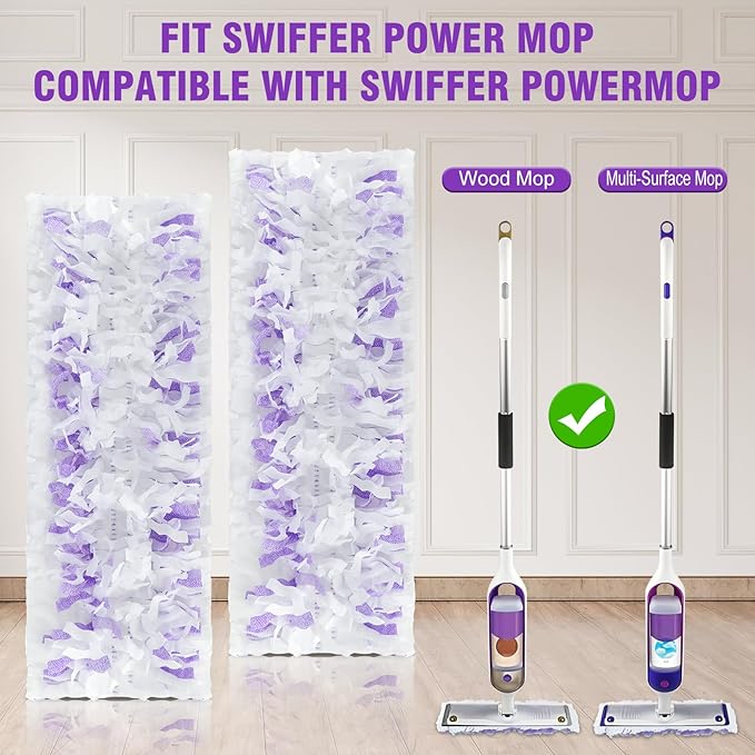 40 Pack Power Mop Refills for Swiffer Power Mop，Unscented&Thickened Multi-Surface and Wood Spray Mops for Floor Cleaning
