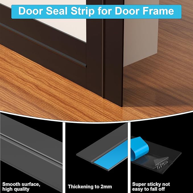 Weather Stripping Door Seal, Silicone Strip for Frame and Gaps Draft Stopper,Glass Shower Door Sweep, Black, 36 Feet x 1 Inch