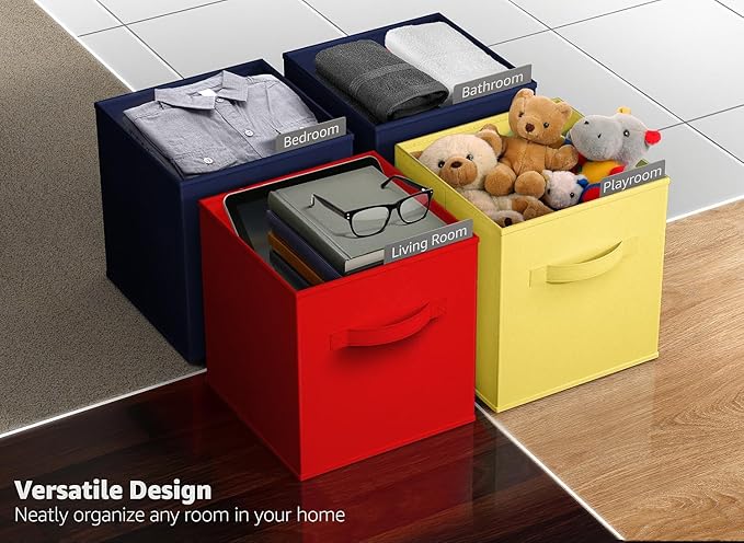 Sorbus Fabric Storage Cubes - 6 Foldable Storage Bins for Organizing Pantry, Cubbies, Toy Box - Clothes Storage & Closet Organizer - 13 Inch Collapsible Cube Baskets for Shelves with Handle