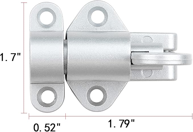 2 Packs Self-Closing Latches，Silver Gray Spring Door Lock，Resilient Bolt Latch Aluminum Alloy Safety Automatic Spring Barrel Slide Door Lock with Screws,Used for Gate,Window and Cabinet etc