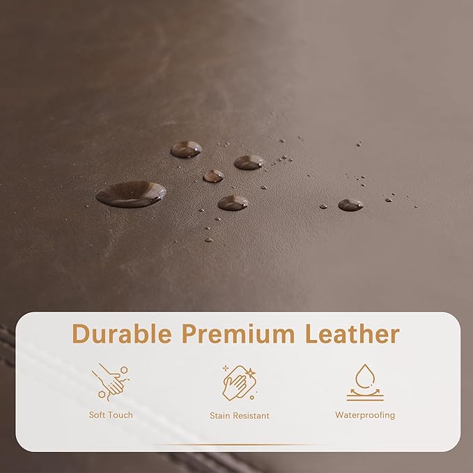 HUIMO Faux Leather Storage Ottoman Bench 50.3 Inch Extra Long PU Upholstered Bedroom Bench with Large Storage Space for The Living Room, Entryway, Bedroom Hold Up to 300lbs (Brown)