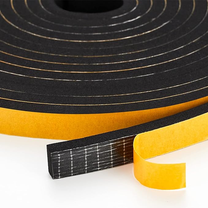 13 Feet Weather Stripping Door Seal, 2" Wide X 1/4" Thick Door Seal Strip High Density Foam Tape Adhesive Strip for Door Soundproofing,Window Insulation (2" x 1/4" x 13FT,Black)
