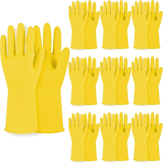 MAMISON 10 Pack Simple and Short Hands Gloves, Reusable Non-Slip Rubber Gloves Large Size