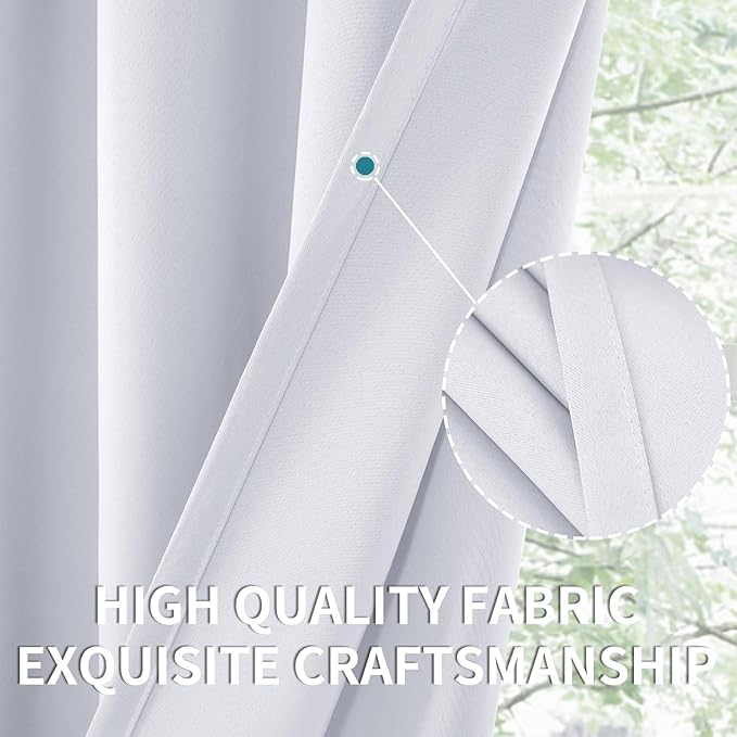 BGment Room Darkening Curtains 40 Inches Length - Rod Pocket Short Window Drapes Thermal Insulated for Bedroom Kitchen Cafe, Greyish White, 34 x 40 Inch, 2 Panels
