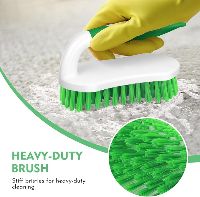 SetSail Scrub Brush, Heavy-Duty Scrub Brushes for Cleaning with Stiff Bristles Cleaning Brush for Shower, Bathroom, Carpet, Kitchen and Bathtub Scrubber - 2 Pack Green