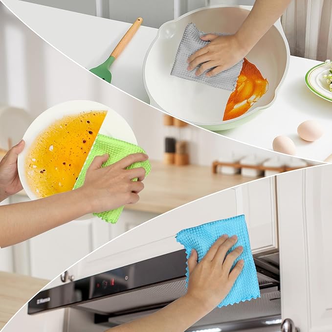 AIDEA Microfiber Glass Cleaning Cloth 12PK, Lint Free Cloth Polishing Cleaning Rags, Stainless Steel Wipes, Kitchen Dishcloths, Microfiber Towels for Car Detailing, Window, Home, 11×11"