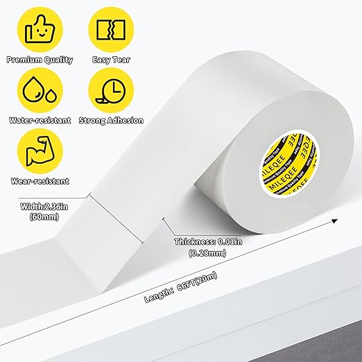 3Pack Duct Tape Heavy Duty Single Sided, Strong Adhesive High Strength, Waterproof Mesh Tape for Indoor Outdoor Repairing Sealing Bonding, Easy Use Hand Tearable, 2.36 Inch x 66 Feet, White