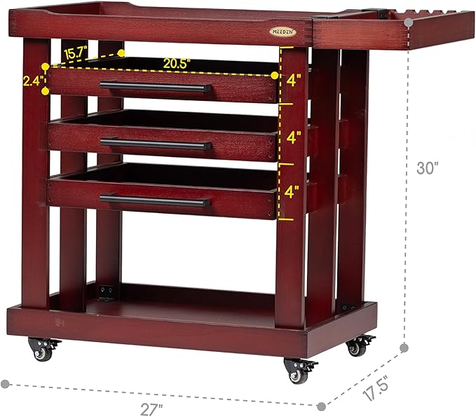 MEEDEN Art Supply Storage Cart, 5 Tier Solid Beech Wood Utility Rolling Cart with 3 Drawers, Craft Orgnizer on 4 Wheels