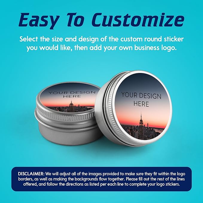 100 Custom Vinyl Stickers - Upload Your own Image, Text, Design, Logo - Personalized Logo Labels for Handmade, Packaging, Bottle, Jars, Candle, Brand Stickers (City, 1x1)