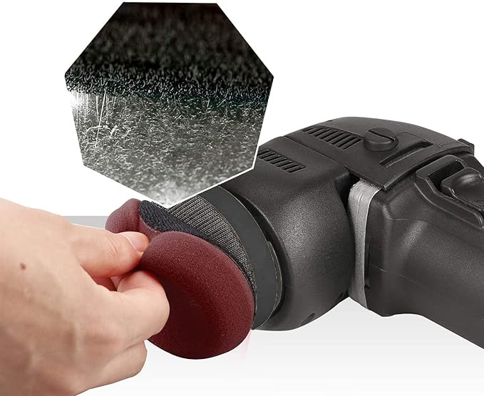 SPTA Mini Orbital Polisher - 3 Inch 10mm/780W Variable Speed Dual Action With Polishing Pads, Sanding Discs, Pad Conditioning Brush