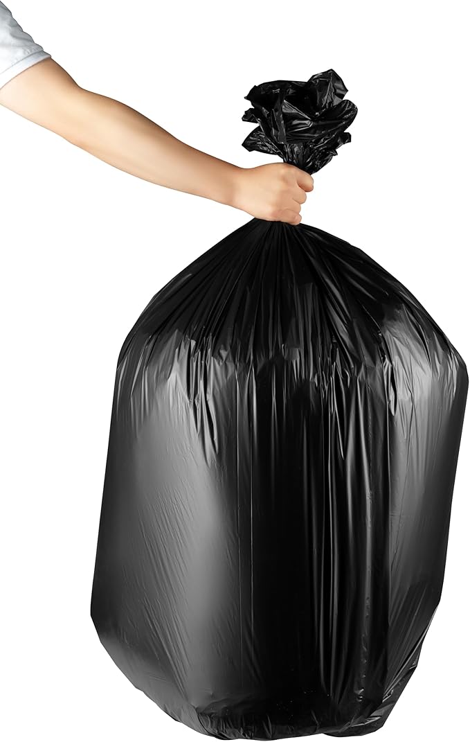 55-60 Gallon Trash Bags Heavy Duty - Bulk 150 Pack Large Garbage Bags - Big Black Commercial Trash Can Liners - Made In USA