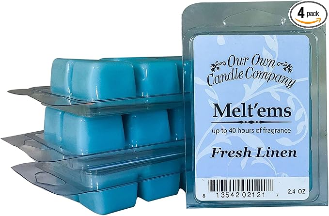 Our Own Candle Company Premium Wax Melt, Fresh Linen, 6 Cubes, 2.4 oz (4 Pack)