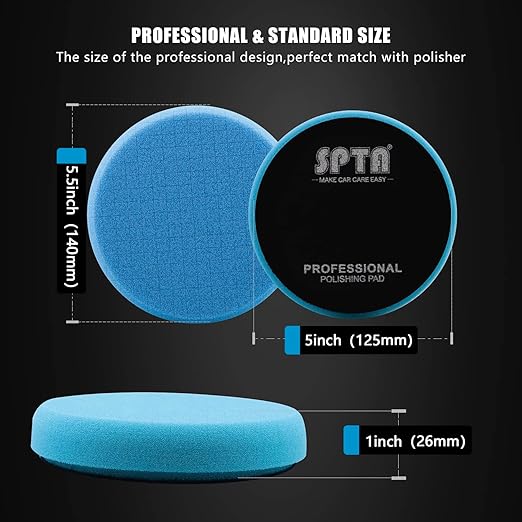 Blue Polish Pad, 3Pcs 5 Inch Buffing Polishing Pads for 125mm Backing Plate Compound Buffing Sponge for Car Buffer Polisher Compounding, Polishing and Waxing