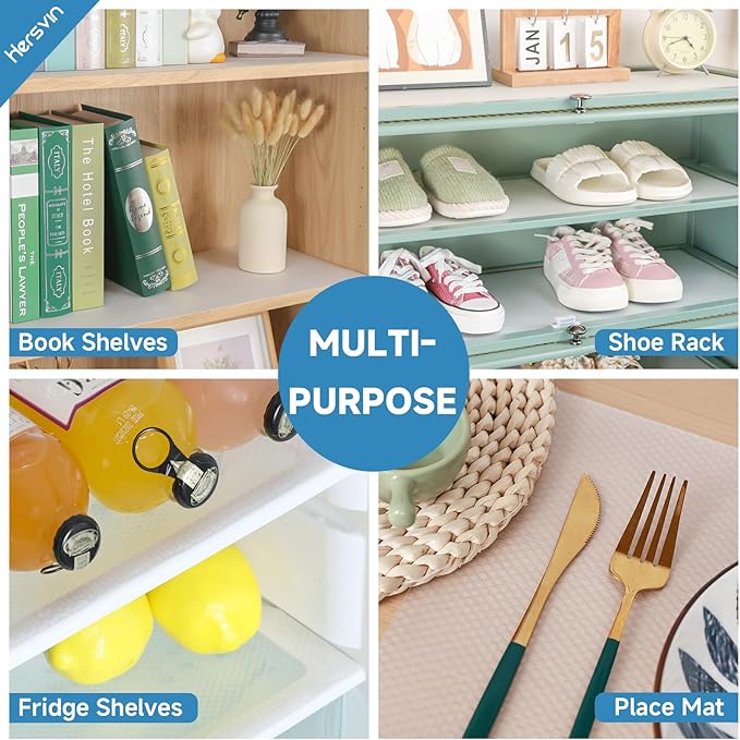 Shelf Liners 12 in x 20 ft EVA Drawer Mats, Non-Adhesive Cupboard Protector, Kitchen Cabinet Lining Fridge Liner (Clear Flat Dot, 30.5x610cm)