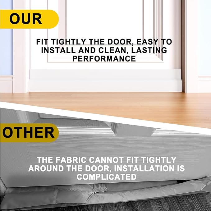 Door Draft Stopper,Door Sweep for Bottom of Door,Weather Stripping Door Seal Draft Guard Blocker Noise Cold Air Insulation Soundproofing for Exterior Interior Home Improvement(White, 39")