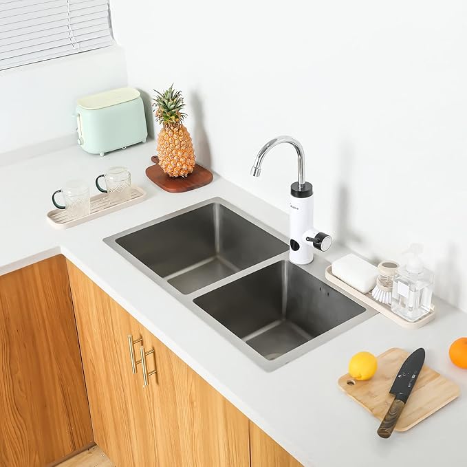 Silicone Kitchen Sink Organizer Tray for Multiple Usage,Eco-Friendly Sponges Holder for Kitchen Bathroom Counter or Sink,Dish Soap Dispenser,Scrubber,Bottle,Cup (Tapioca, 12"×4")