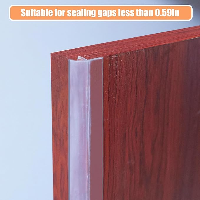Orghtin T-Shaped Silicone Seal Strip, Clear Sealer Weather Stripping, 40Ft Door Draft Stopper