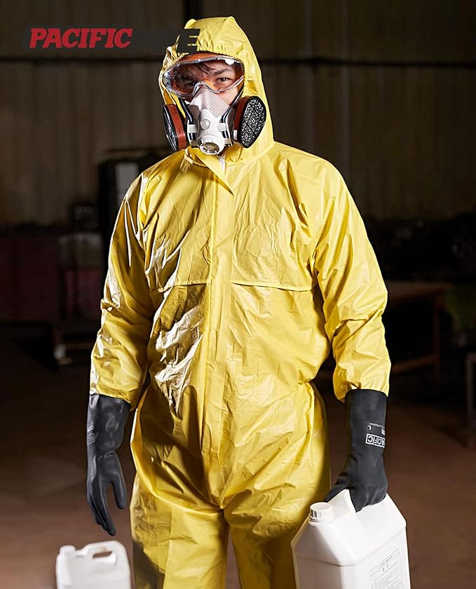 PACIFIC PPE Chemical Resistant Gloves, Heavy Duty Industrial Rubber Gloves, Resist Acid, Alkali and Oil, 12.6", Medium