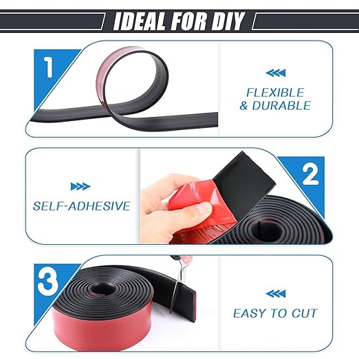 Neoprene Rubber Strips Self Adhesive Sheets, Rolls & Strips with Adhesive Backing Rubber Pads Self Stick Seal Gasket Tape for Matting Padding - 3” Wide x 1/8" Thick x 10' Long