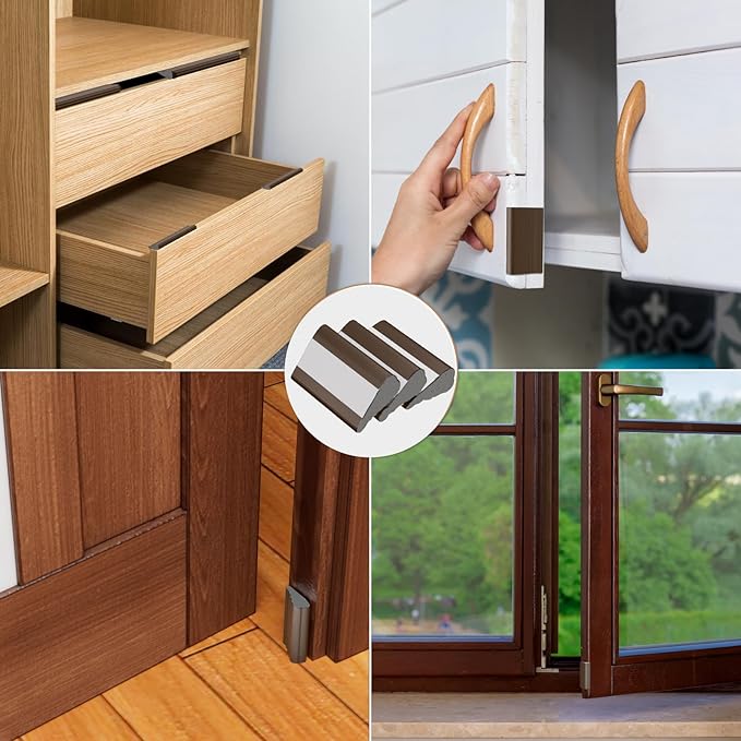 Wedge-Shape Window Weather Stripping Door Frame Seal Strip 3Pcs×196" Brown,Upgrade Black Foam,Soundproofing,Draft Stopper,Winter Insulation,Noise Blocker, Gap Filler for Exterior Front Door Side