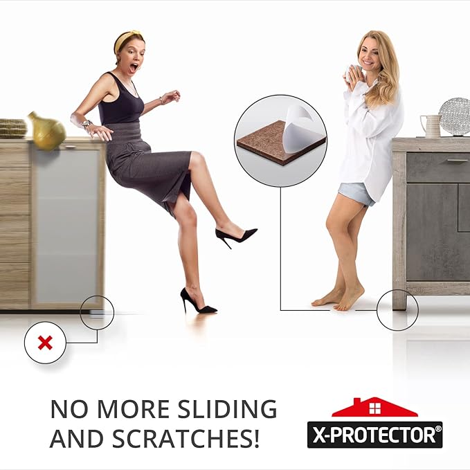 Non Slip Furniture Pads 8 pcs 1 1/4" X-Protector - Premium Furniture Grippers! Self-Adhesive Rubber Feet Furniture Feet - Ideal Non Skid Furniture Pad Floor Protectors - Keep Furniture in Place!