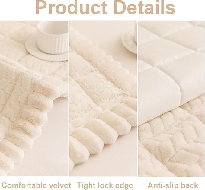 Mivnue Pet Couch Cover Protector Sofa Covers for Pets Washable Non Slip Couches and Sofas Dog Mat (Cream, 27.6" x 59.1")