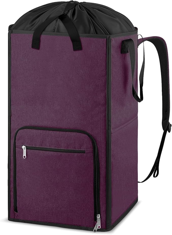 Bukere Laundry Tote Basket, Laundry Backpack Bag for Guys Girls Boys, Collapsible Laundry Hamper for College Dorm Essentials, Portable Laundry Bag for Nursery, Bathroom, Bedroom, Swimming Pool