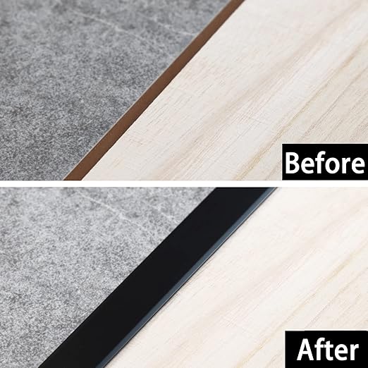 3Pcs Aluminum T Molding Trim & Floor Transition Strips, Flat Divider Strip for Door Threshold and Joining Flooring Gaps of Laminate Planks Tile (2.9Ft x 1.6In, Matte Black)