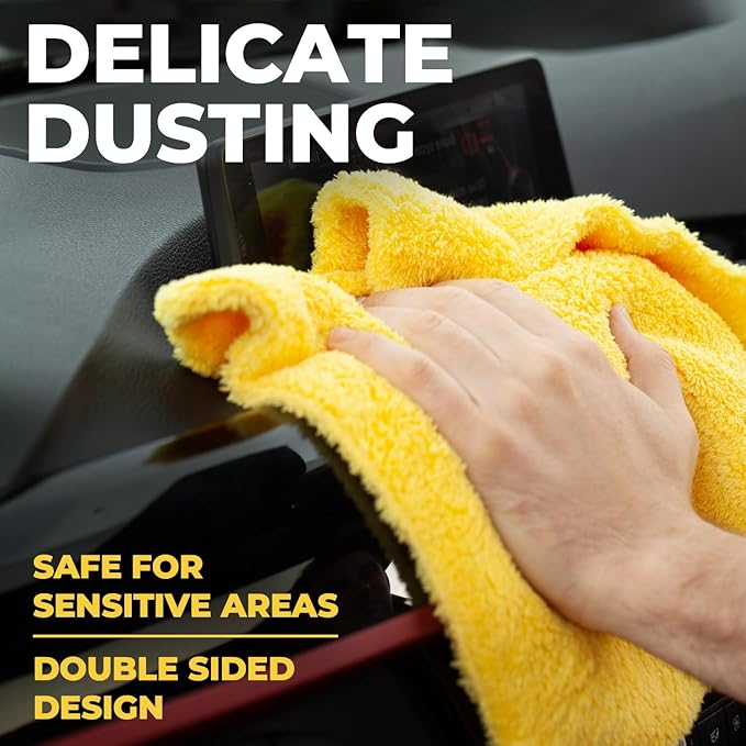 Edgeless Microfiber Towels for Cars – 6pk (12”x12”) - 540 GSM - Super Soft Detailing & Buffing – Scratch-Free & Absorbent Microfiber Cleaning Cloths for Car Polishing