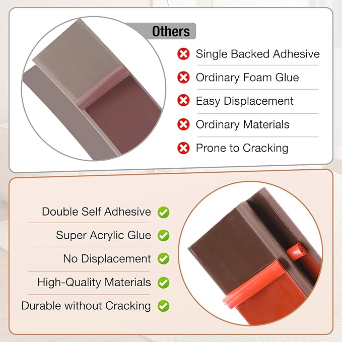 Floor Transition Strip Self Adhesive Vinyl Door Threshold for Doorways Carpet Edging Trim Overlap Edge Reducer for Laminate Floor, Carpet, Tile (Brown, 2/5" to 3/5", 3.3Ft)