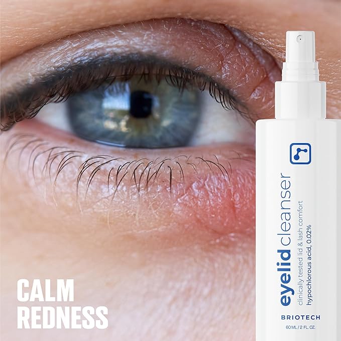 BRIOTECH Eyelid Cleanser, Hypochlorous Acid Spray, Lid & Eyelash Cleanser, Soothe Sensitivities, Calm Redness & Bumps, Support Against Irritation, Vegan, Travel Size 2 Fl oz (2 Pack)