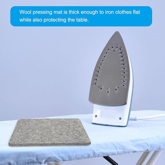 PATIKIL Wool Pressing Mat, 8.5" x 8.5" Wool Ironing Pad Blanket 0.5" Thickened Heat Resistant Quilting Ironing Pad for Quilters Sewing Craft, Grey