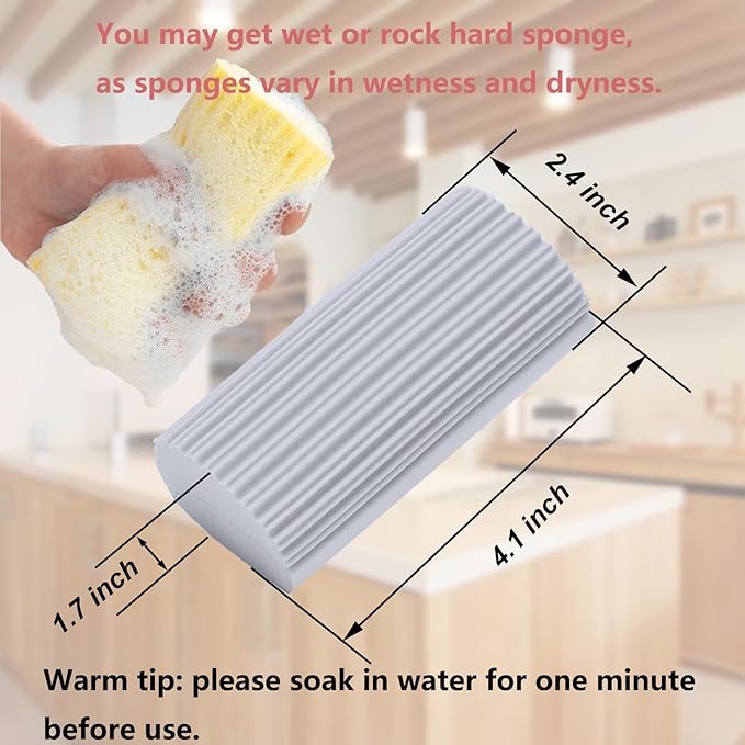 18-Pack Damp Clean Duster Sponge,Magic Sponge Eraser for Housekeeping,Reusable Cleaning Sponge for Blinds,Vents,Mirrors,Glass, Baseboards,Window Track Grooves and Railings (Grey)