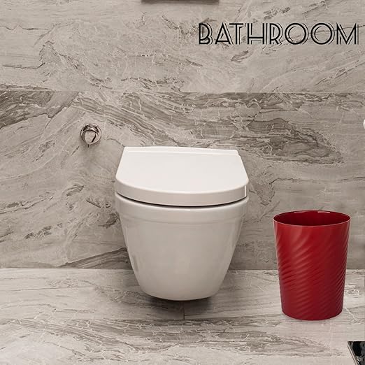 UUJOLY Plastic Small Trash Can Wastebasket, Garbage Container Basket for Bathrooms, Laundry Room, Kitchens, Offices, Kids Rooms, Dorms, (Red, 1.8 Gallon)