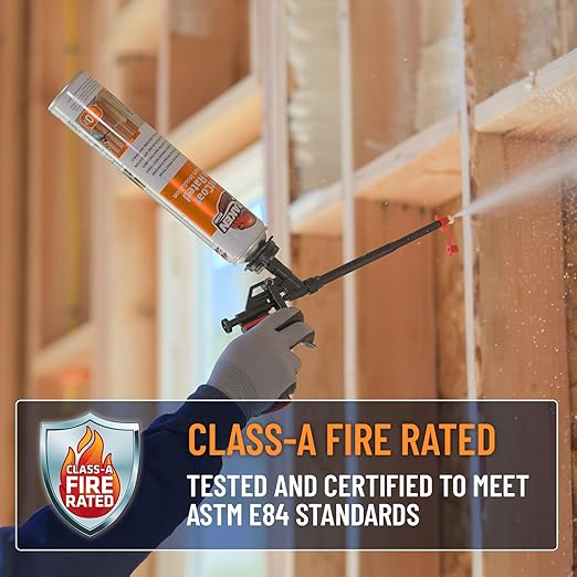Kraken Bond Fastcoat Fire Rated Spray Foam Insulation Kit Closed Cell in a Can 40 sq ft (2x27.1 oz.) (R-Value 11.32 / 2in) - Spray Foam for Garage Door, Attic, Wall Gun & Cleaner Included, 2 Pack