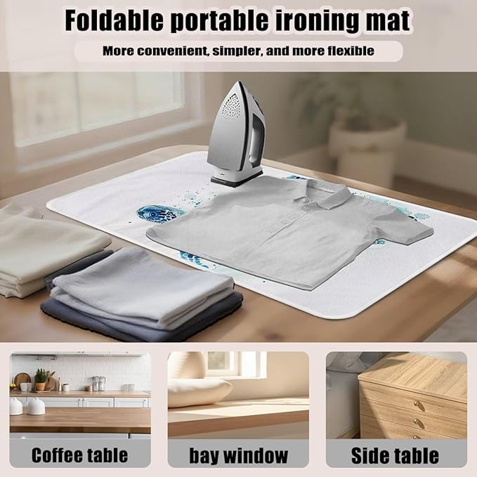 Ironing Mat Thickened Ironing Blanket Sea Turtle Portable Heat Resistant Ironing Pad for Washer,Dryer,Table Top,Countertop,Small Ironing Board
