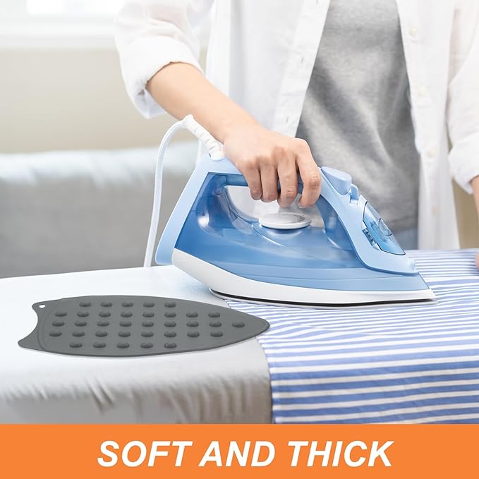 PATIKIL Silicone Iron Rest Pad, 2 Pcs Multipurpose Hot Heat Resistant Iron Rest Plate Protective Pad for Ironing Board Hot Resistant Steamer Steam Compact Mat, Gray