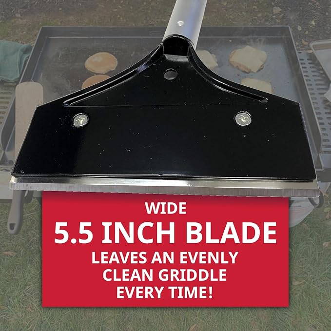 Flat Top Grill Scraper 15.5" Long Griddle Tool by FryOilSaver Co., 5.5" Replaceable Blade Kitchen Scraper for Cleaning Griddle & Flat Top Grill for Diner, Bar, Hotel, Restaurant & Food Service - 90018
