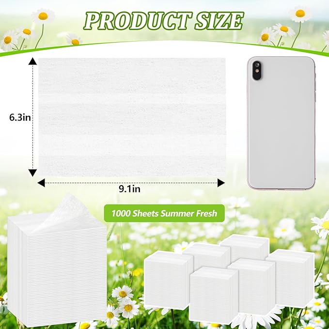 600 Count Dryer Sheets Bulk Fabric Softener Fresh Scent Dryer Sheets Naturally Softens and Removes Static Cling, Ideal for Large Households, Sensitive Skin(Summer Fresh)