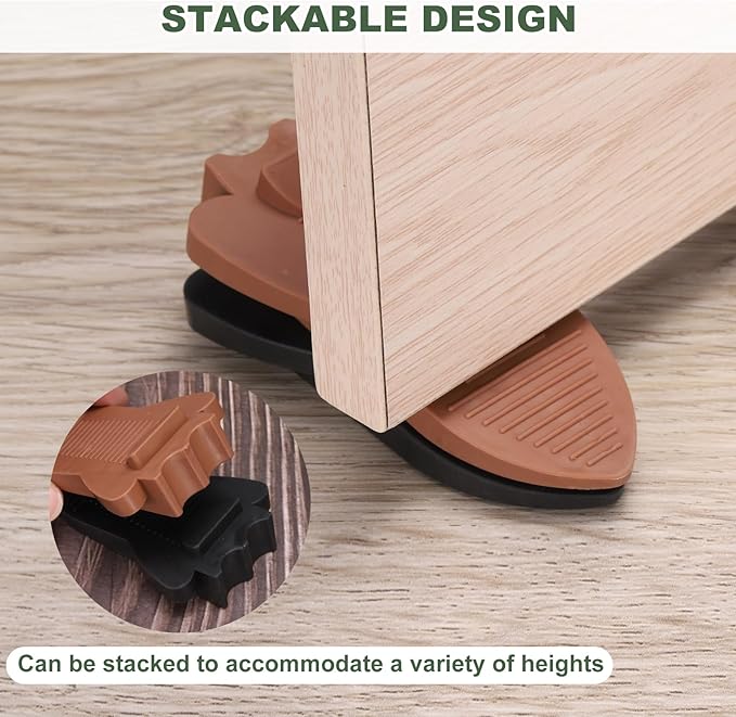 uxcell 4 Pcs Door Stoppers for Bottom of Door, Rubber Stackable Door Stopper Wedge Anti-Slip, 2.13 Inch, Coffee