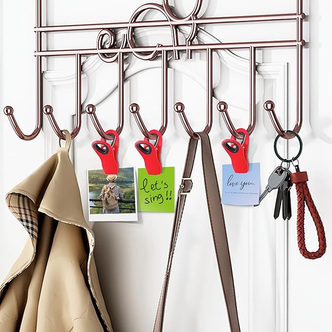 FINDMAG 12 Pack Chip Clips, Red Magnetic Bag Clip for Food Packages, Airtight Clips with Handle Durable Bag Sealers for Metal Surface, Garden, Fridge, Potatoes, Bread, Kitchen