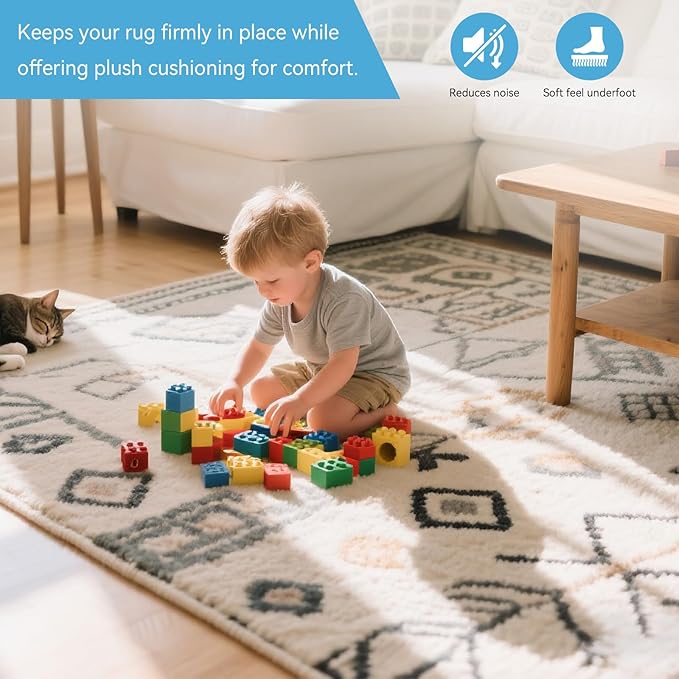 Warmstar 8x10 FT Non Slip Rug Pad,100% Waterproof Felt Rug Pad for Hardwood Floors,1/8” Thick Soft Carpet Pad with Natural Rubber Backing, Secure Grip & Floor Protection